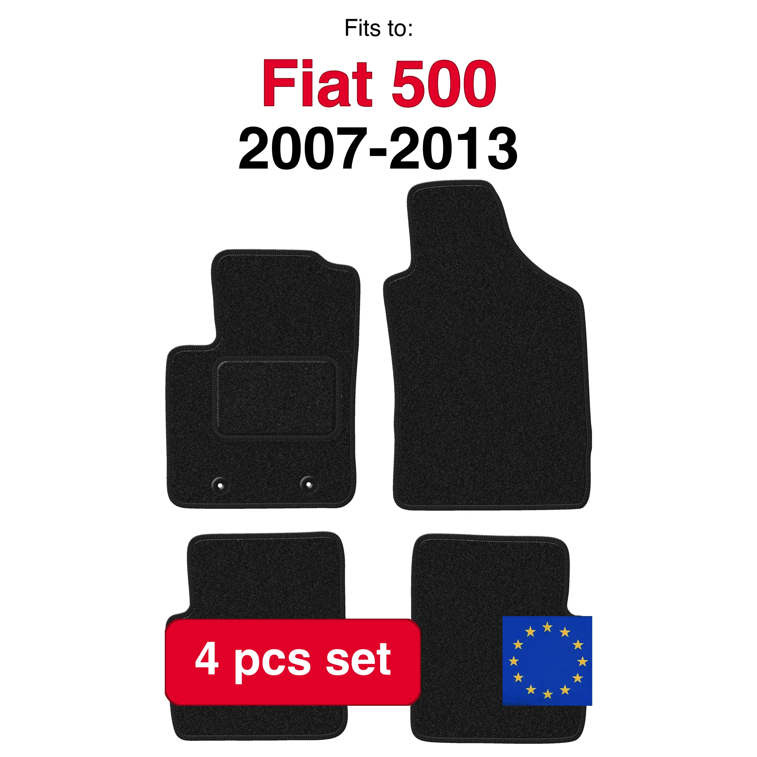 ANTHRA tapis de voiture en velours pour Fiat 500 cabriolet, hayon (2007-2013) -anthracite (4 pièces)