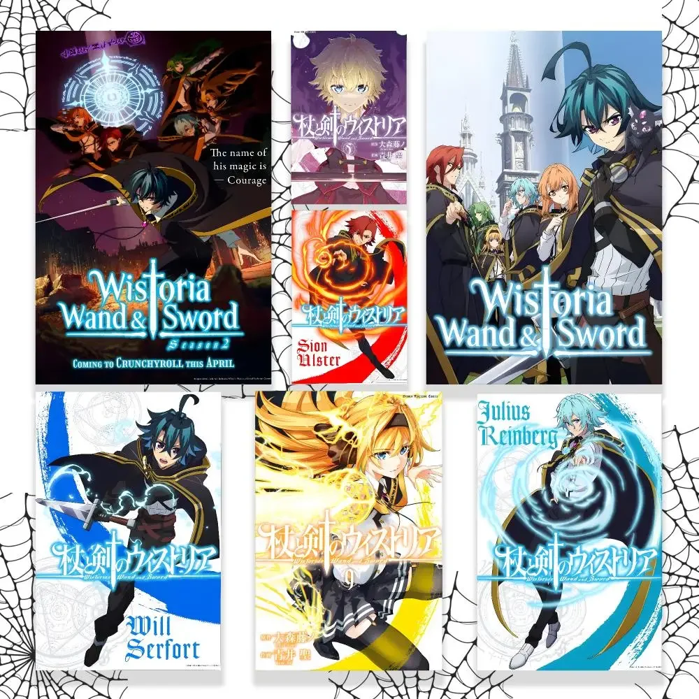Póster de manga Wistoria con diseño de varita y espada, póster artístico para pared, impresión en papel PP resistente al agua HD, decoración para dormitorio, sala de estar, oficina, regalo