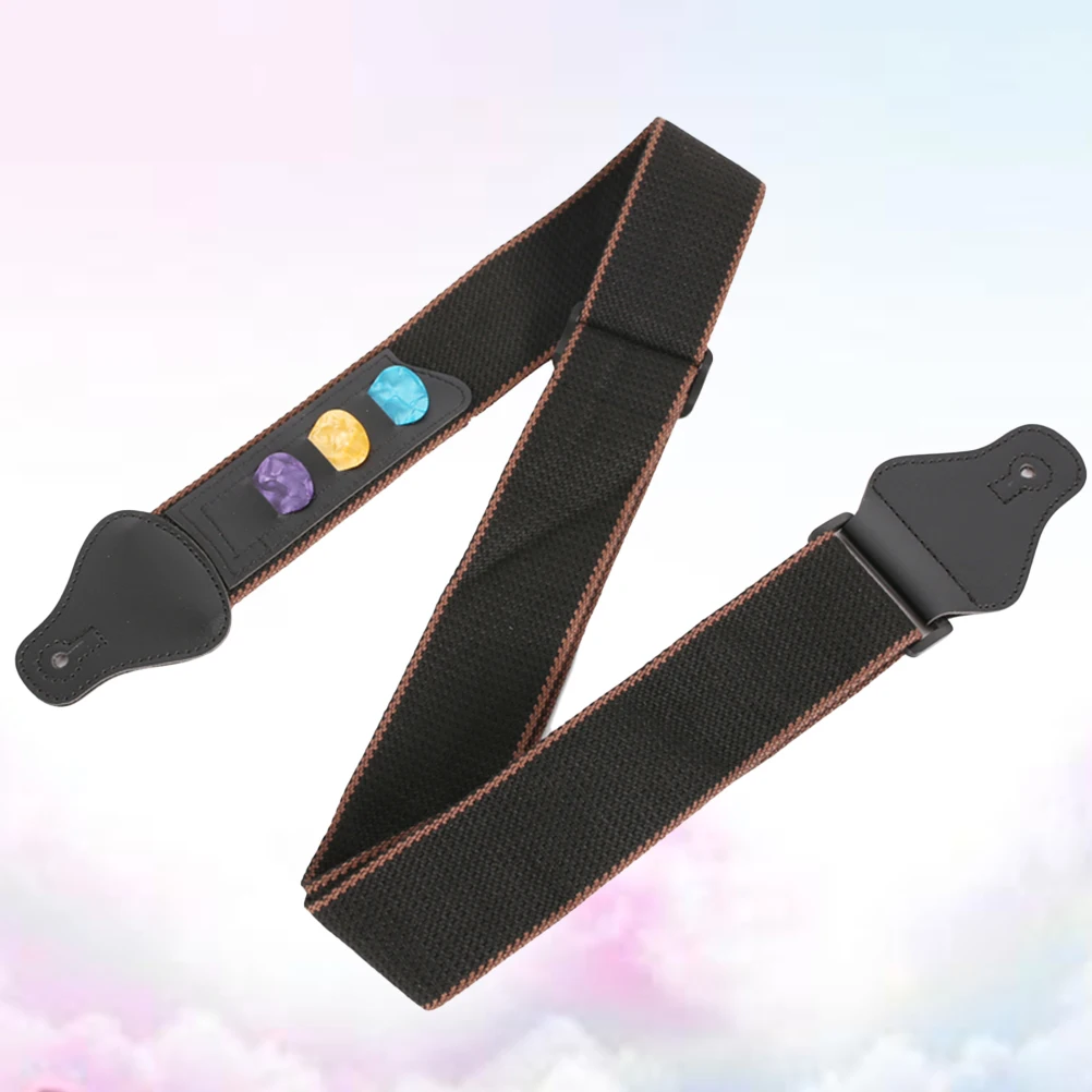 

Guitar Strap Electric Bass 3 Picks PU Adjustable Belt Black Lightweight Guitar Accessories Musical Instrument