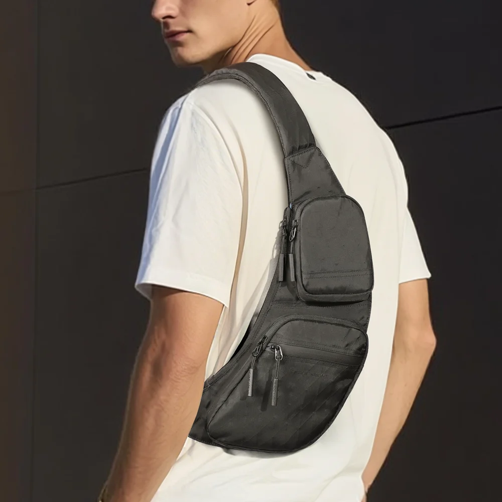 HcanKcan Casual Men's Shoulder Bag Lightweight Waterproof X-Pac Fabric Crossbody Bag Multiple Pockets Outdoor Travel Waist Pack