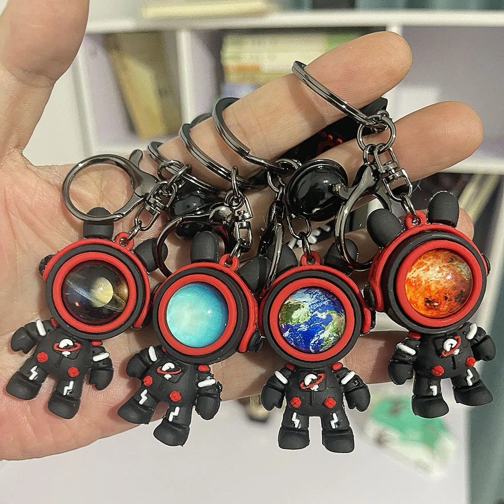 Planet Travel Starry Sky Rabbit Keychain Pvc Flexible Glue Key Chain Couple Bags Three-dimensional Doll Pendant Small Gift