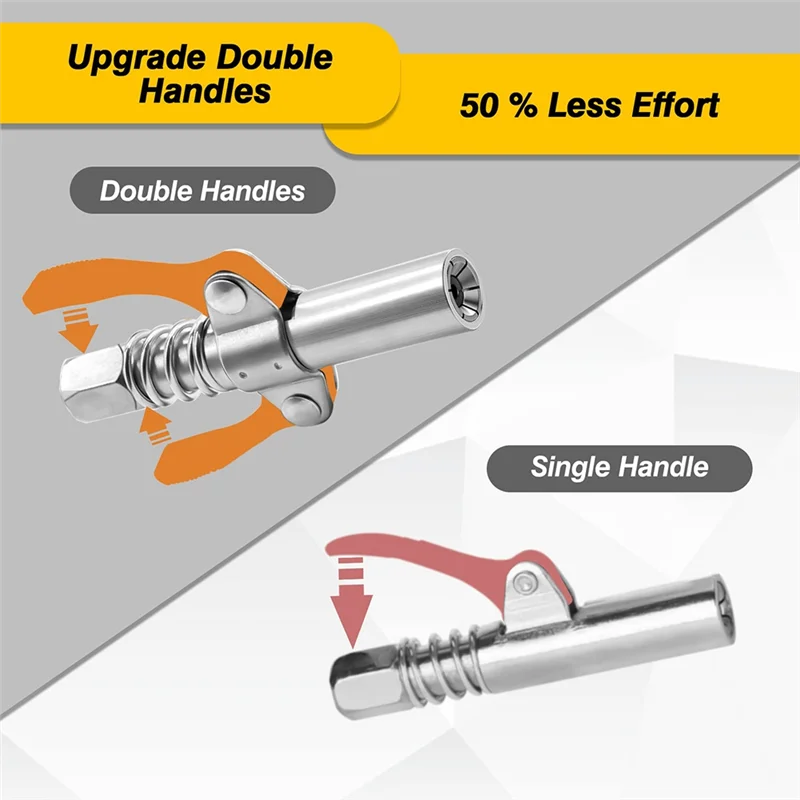 Double Handle Grease Nipple Coupler Double Handle Quick Lock Release Grease Ends Couplers Compatible All Grease Fittings