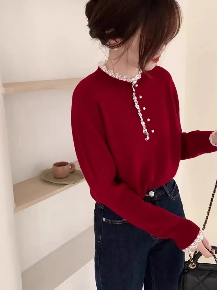 Suéteres Jumpers Jerséis para mujer Merino Polka Dot Slim-Fit restaurante cena fecha femenina bastante lindo clásico Retro