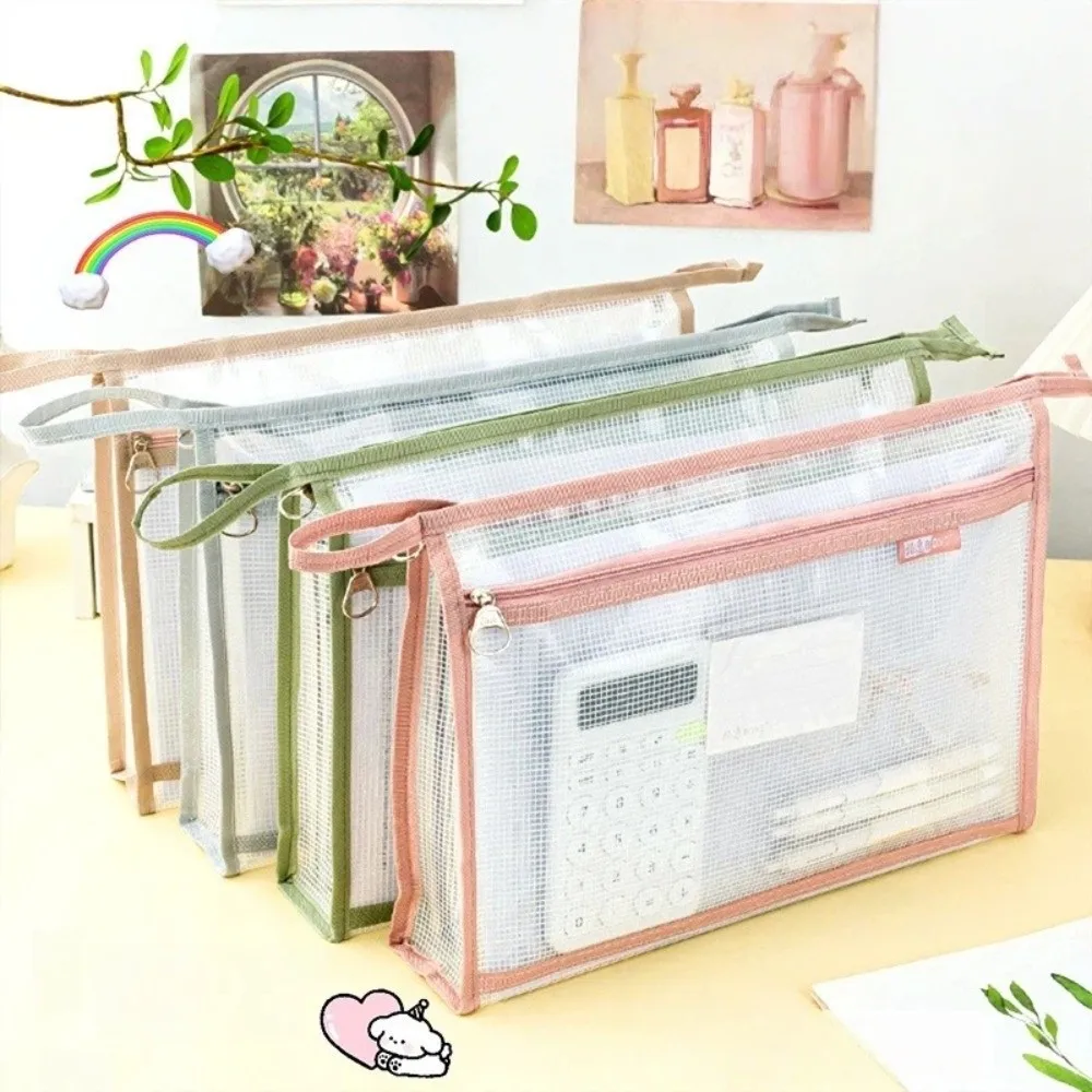 New EVA Paper File Bag Transparent Zipper Closure File Storage Bag Waterproof Large Capacity Student Tote Bag Student Use