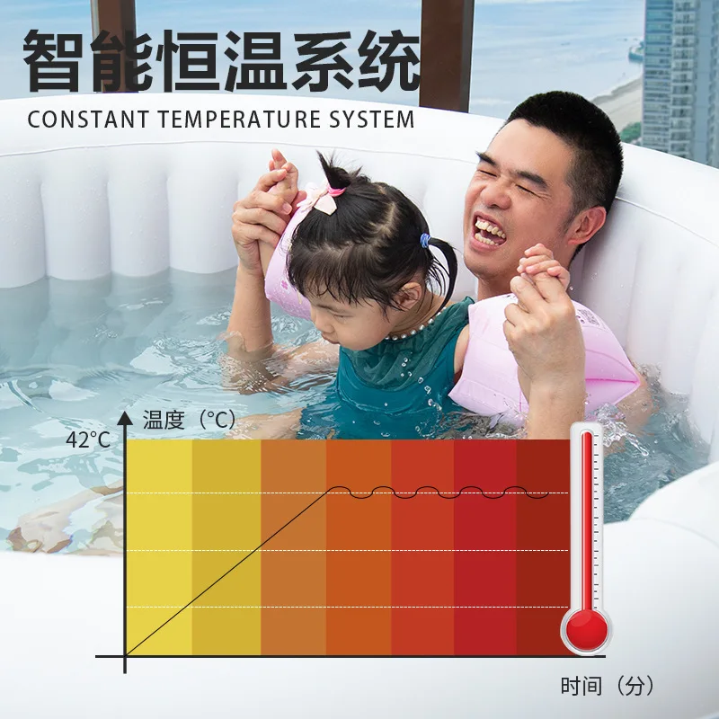 Inflatable surfing heating massage pool, household SPA, bubble swimming pool, constant temperature, family multi-person bathtub