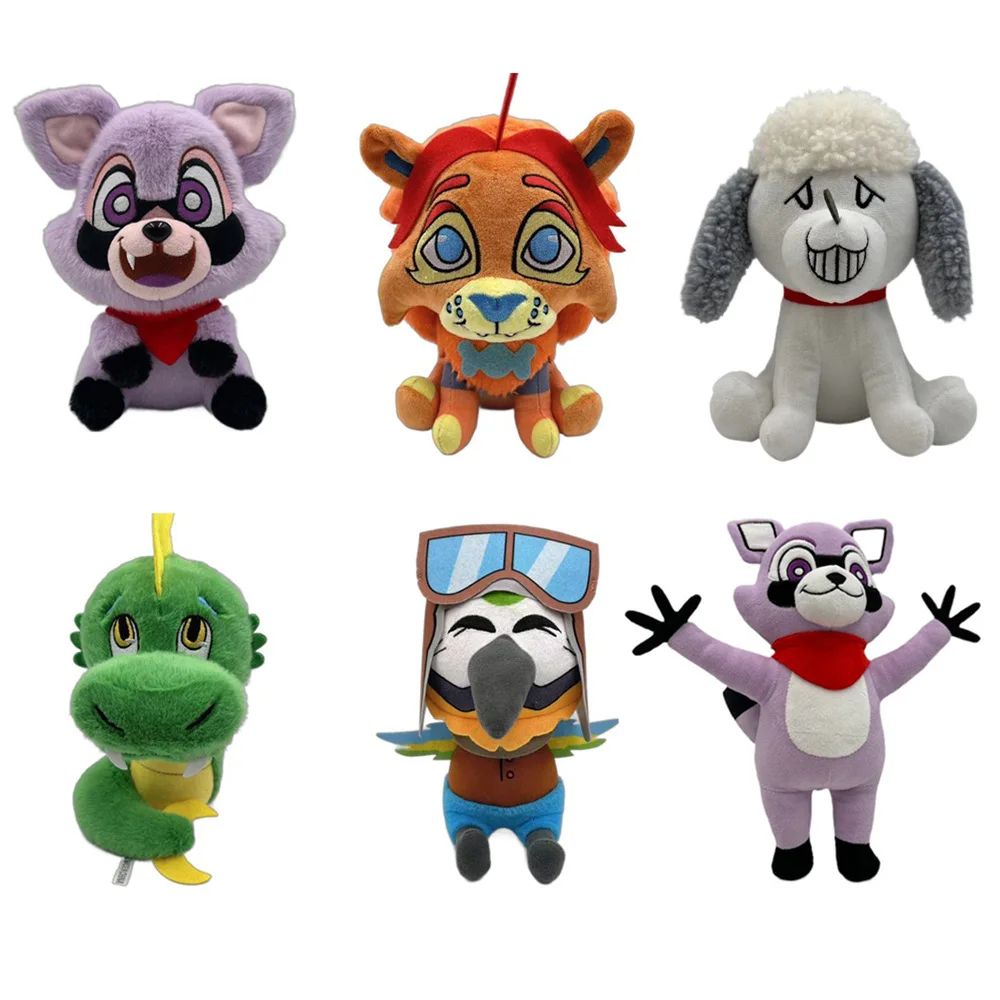 Cross-Border New Indigo Park PlushToy Game Around The Doll Raccoon, Green Dragon, Parrot, Lion