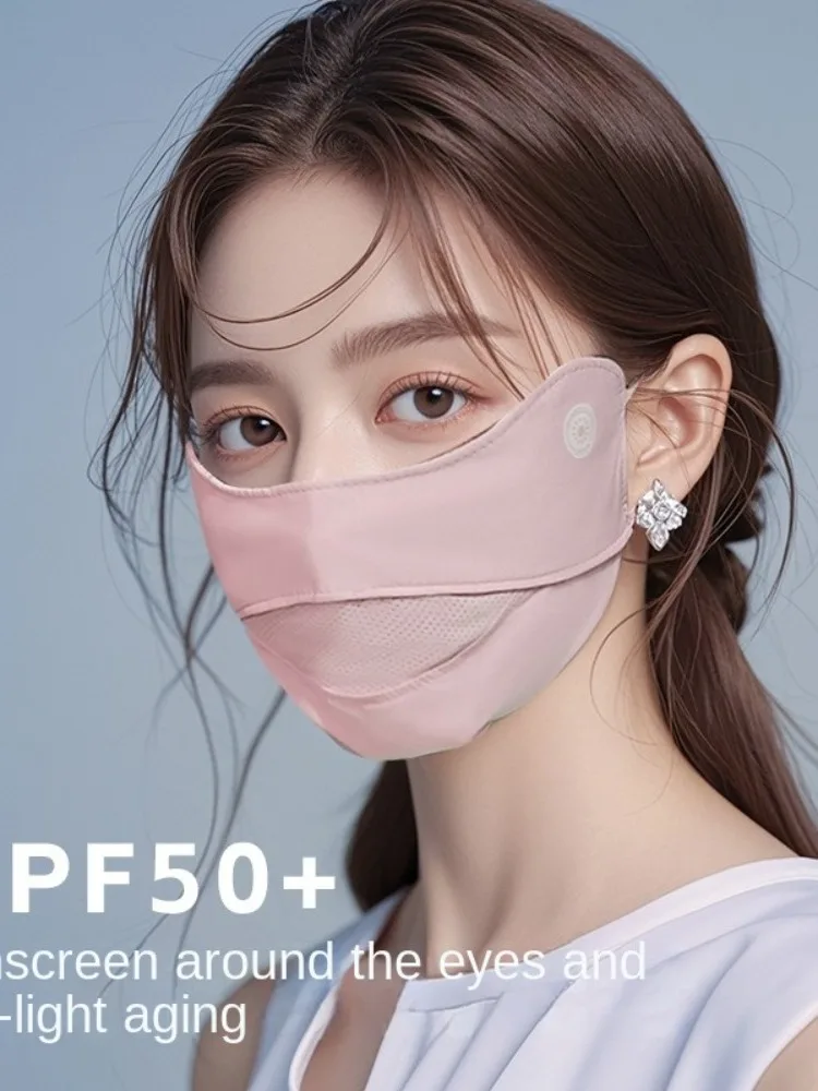 AliExpress NONE Summer Sun Protection Ice Silk Mask Anti-UV Dustproof Riding Face Mask Washable Cycling Driving Face Veil Unisex
