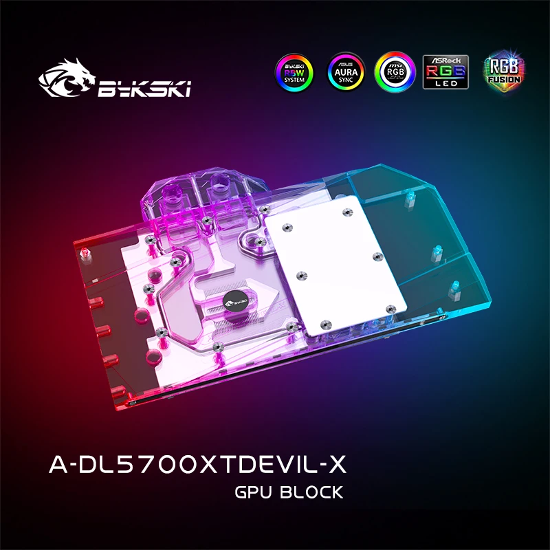 

Охлаждающий блок графического процессора Bykski для Dataland Power Color 5700XT, компьютерный компонент Red Devil, рассеивание тепла, водяной охладитель