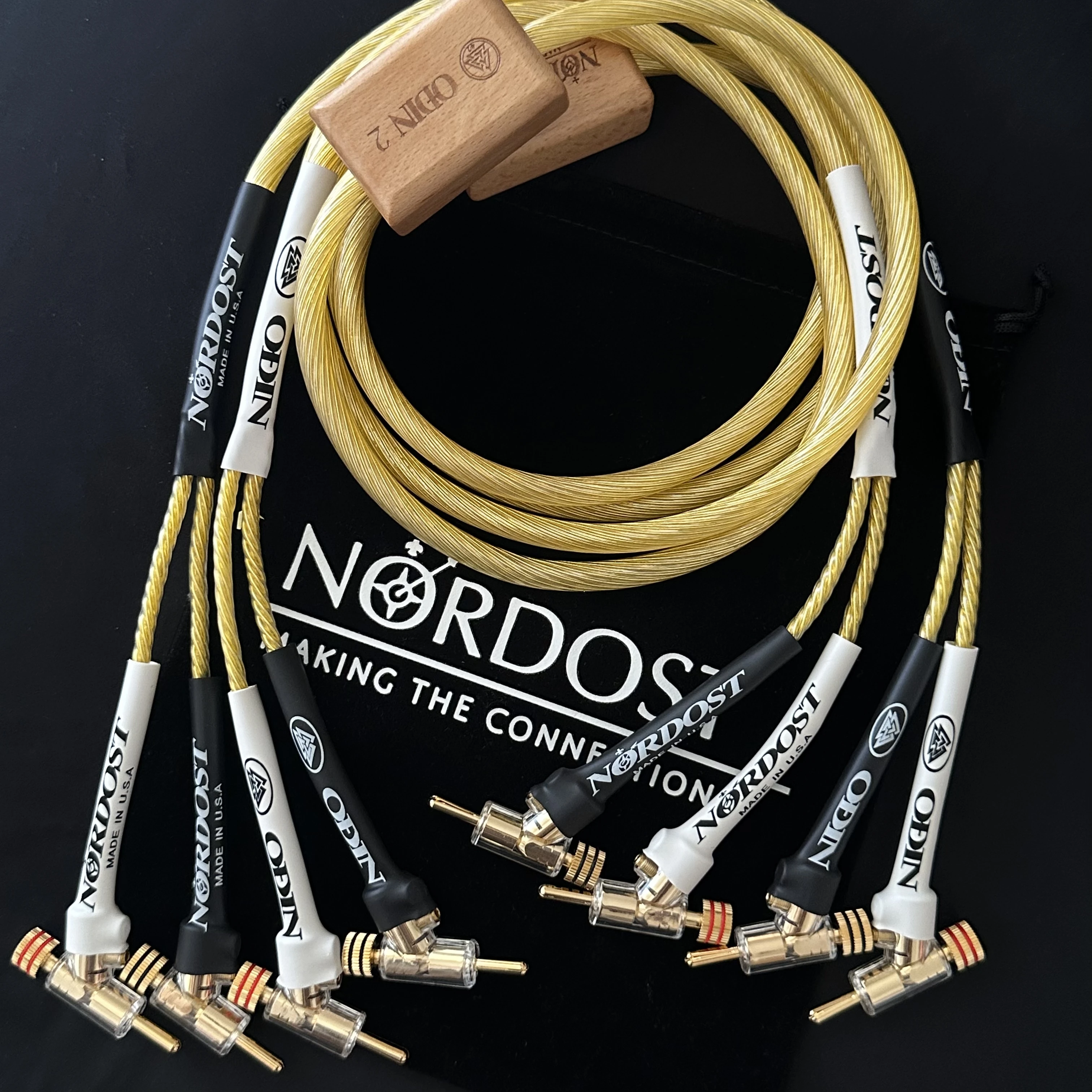 Nordost Odin 2 Gold Speaker Cable Sterling Silver audiophile Loudspeaker amplifier Wire with gold Plated Gun Banana Plug 1 pair