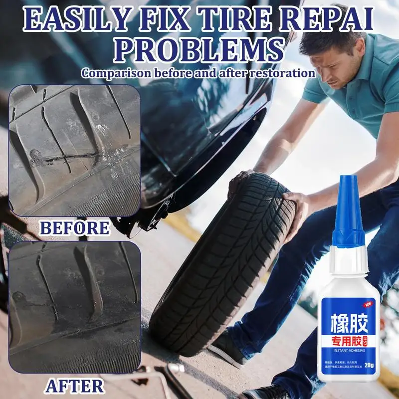 

Rubber Tire Repair Glue Liquid Strong Rubber Glues Rubber Wear-resistant Adhesive Quick-drying Tire Patch Adhesive 20g