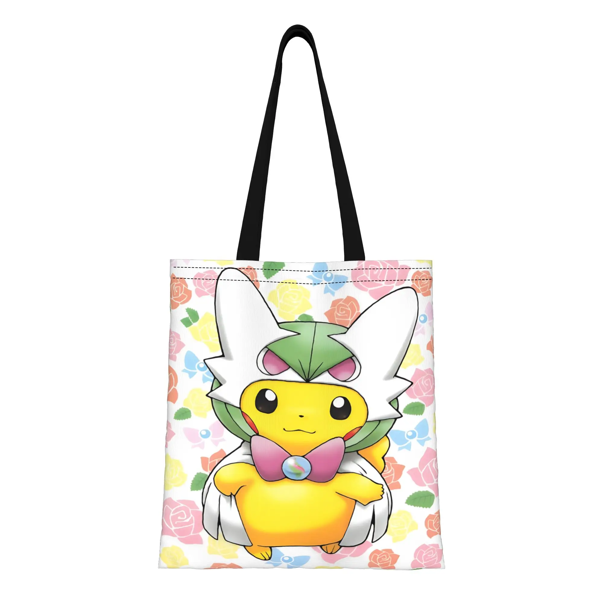 

1PC first day of school pokemon funny cute Pikachu Canvas funko Canvas Tote Bag Women'S Shoulder Handbag
