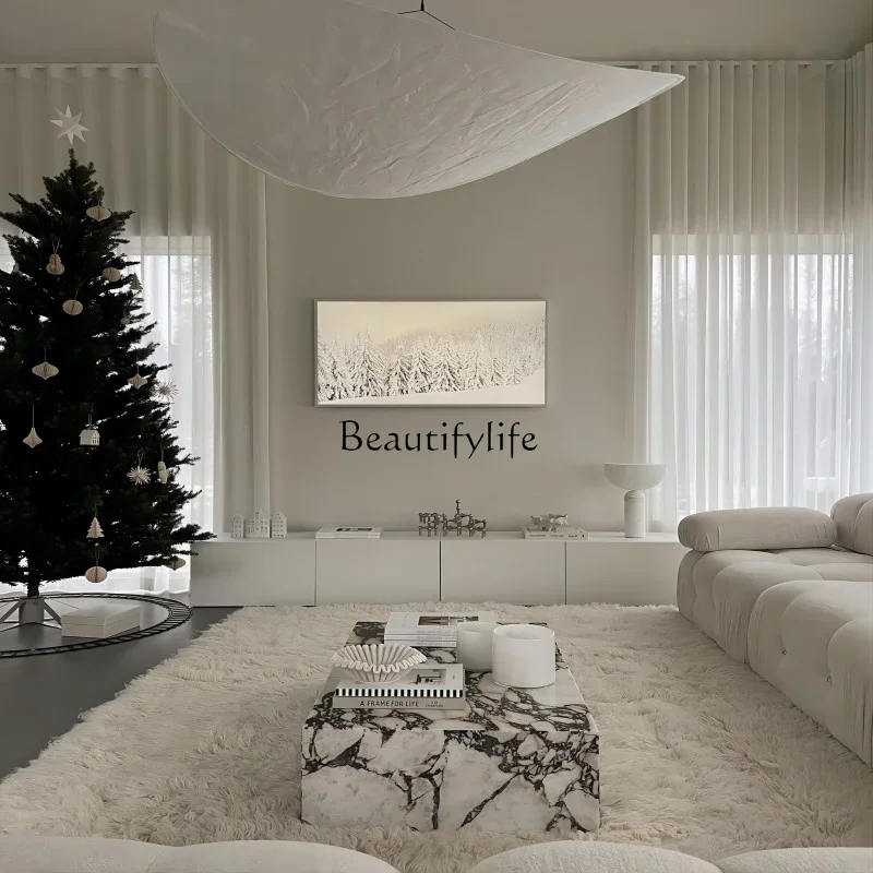 

-*French marble rock slab coffee table retro medieval living room Italian light luxury modern