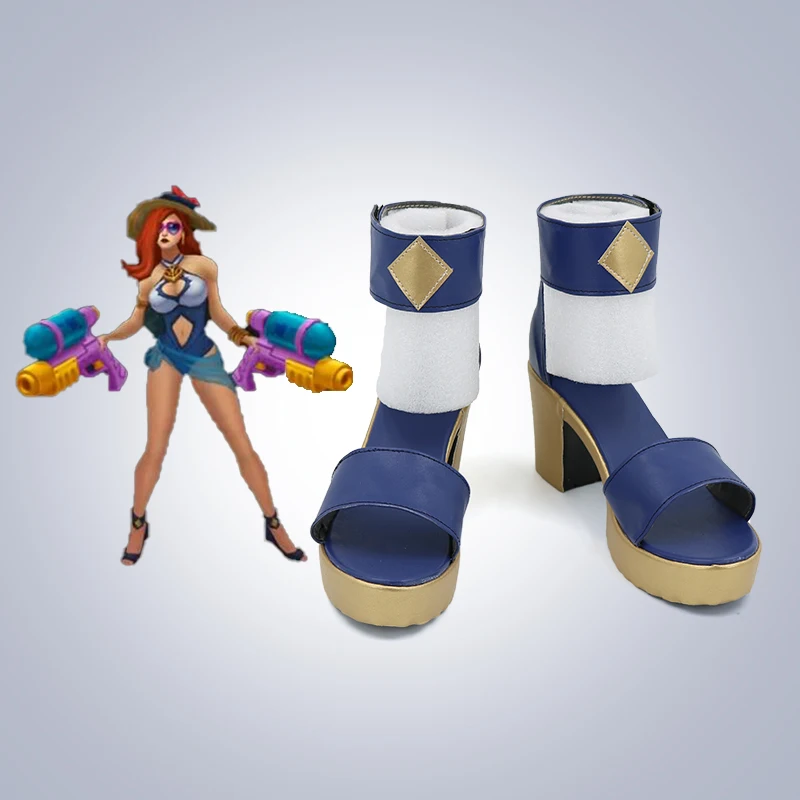 

Game LOL the Bounty Hunter Pool Party Miss Fortune Cosplay Shoes Women Men Halloween Party Role Play Custom Made