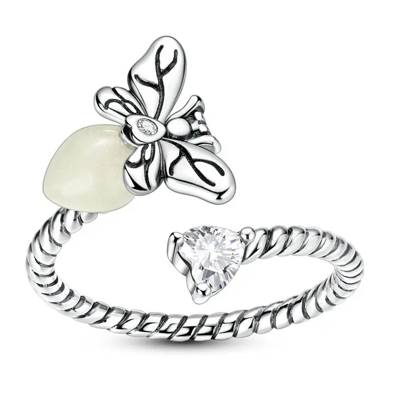 Neuer leuchtender Glühwürmchen-Ring aus 925er Sterlingsilber mit funkelndem CZ-Zirkon für Frauen, Mädchen, Freunde, feine Schmuckgeschenke zum Geburtstag und Jahrestag