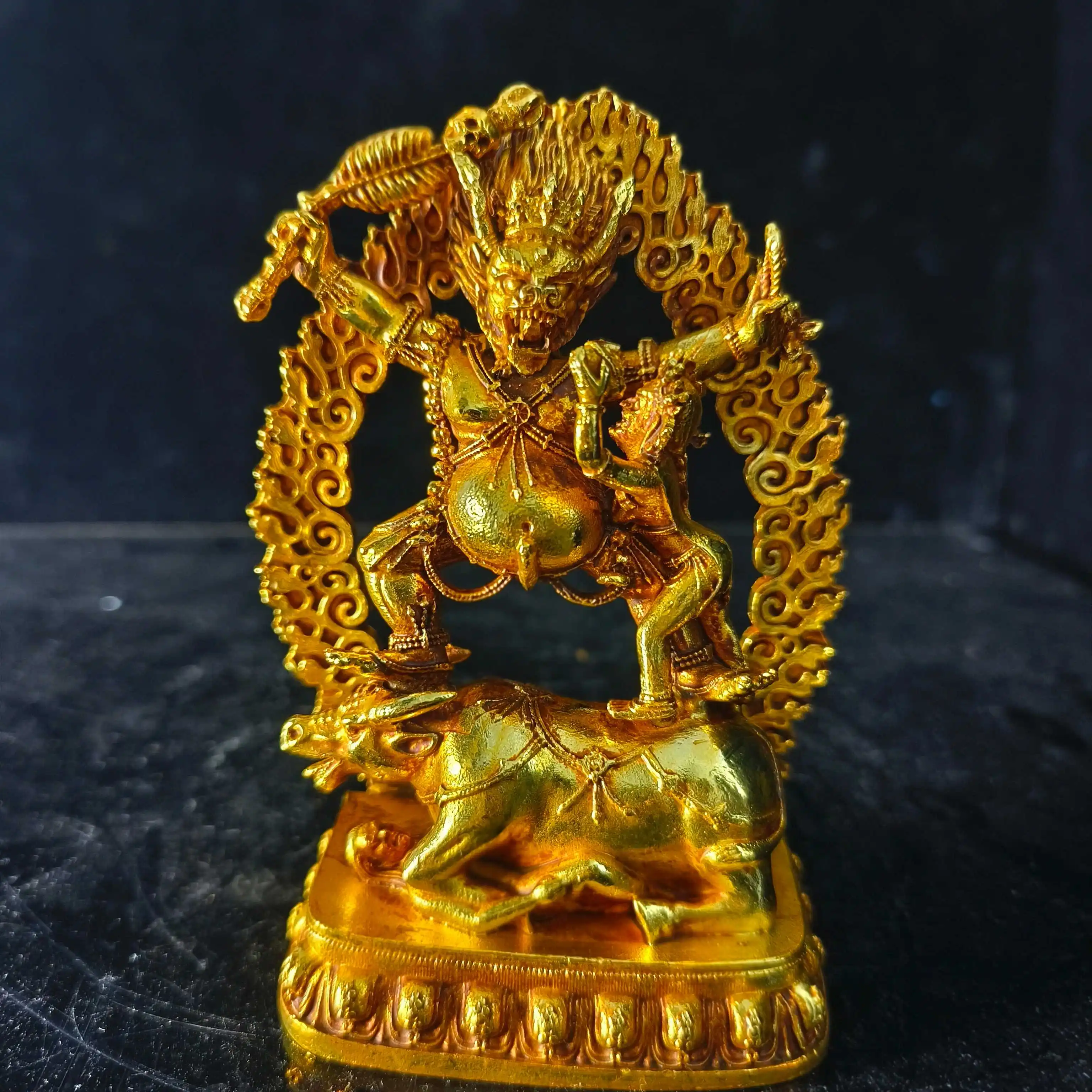 Gilded Tibetan Buddhism Protector Statue Tantric Buddhism Home Worship Yamantaka Buddha Statue Decoration Modern Crafts