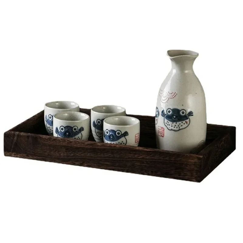 Hand-painted Sake Bottle Set Sake Set Traditional Home Wine Jug Wine Glass Dispenser Small Wine Cup Shochu Cup One Pot Four Cups