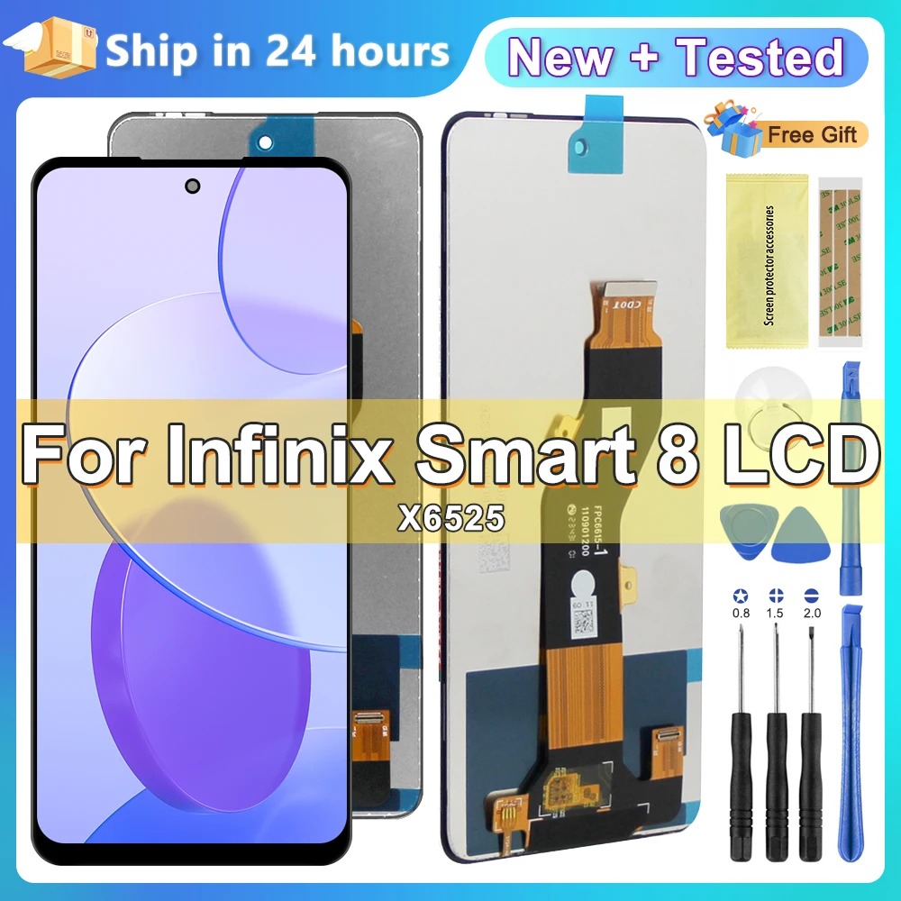 

6.6" Original For Infinix Smart 8 Display, LCD Display For Infinix Smart 8 X6525 Touch Screen Digitizer Assembly Replacement