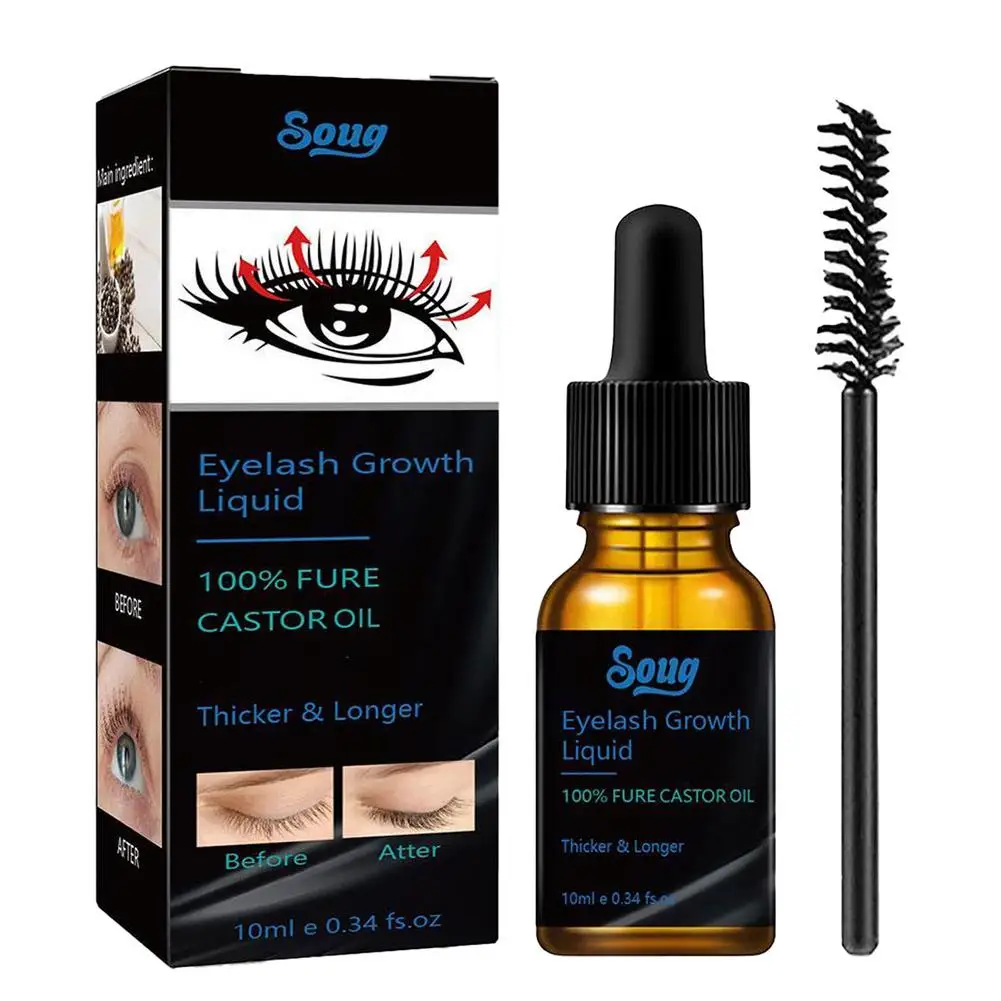 Rizinusöl-Mascara, dicht, schlank, gekräuselt, Kosmetik, nährende Wimpern, Haarverstärker, Serum, Wimpernwachstum, Make-up