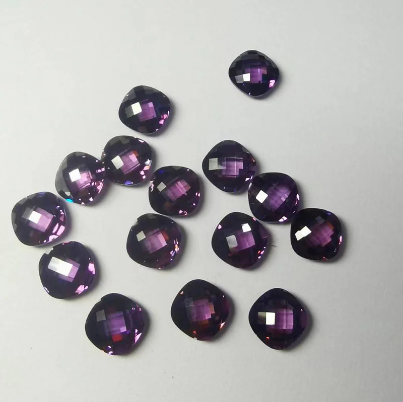 Synthetic gemstone Multicolor Square Cushion Shape Double Checkerboard Cut Loose CZ Stones Synthetic Gems Beads For Jewelry