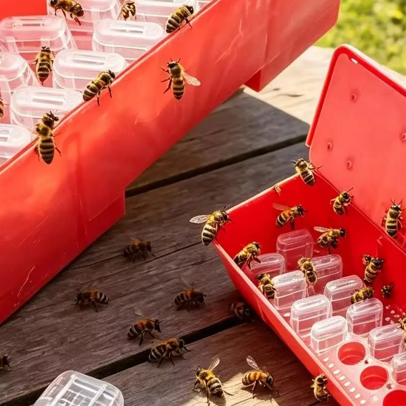 Queen Battery Box Transport With 20PCS JZBZ Cages Shippment Mail Carrier Bees With Ventilation Holes Insectary Box Raising Tools