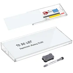 Desktop Whiteboard Organizer - Glass Dry Erase Board with Storage Drawer - Ideal for Office, Home, School Supplies