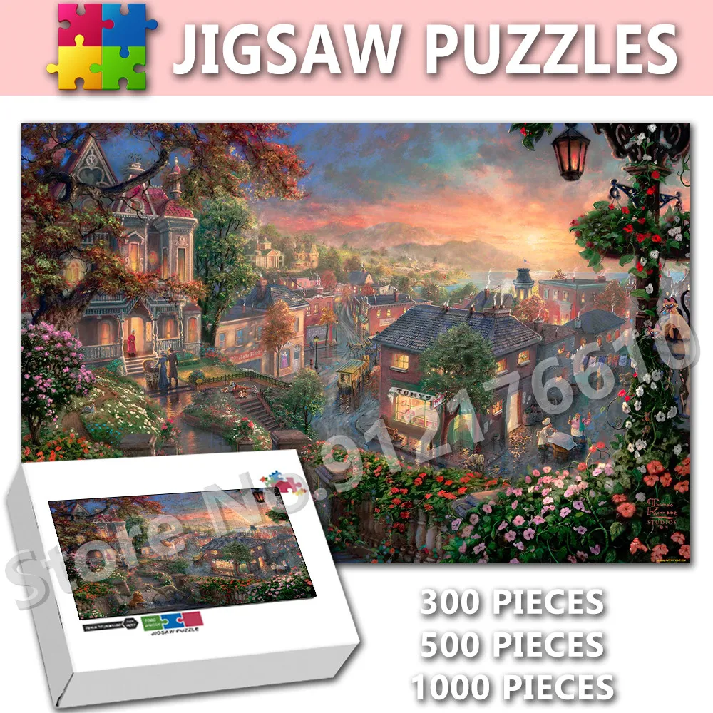 

Lady and The Tramp Jigsaw Puzzle for Adult 300/500/1000 Pieces Disney Cartoon Anime Wooden Puzzle Ducational Tangram Toys Gifts