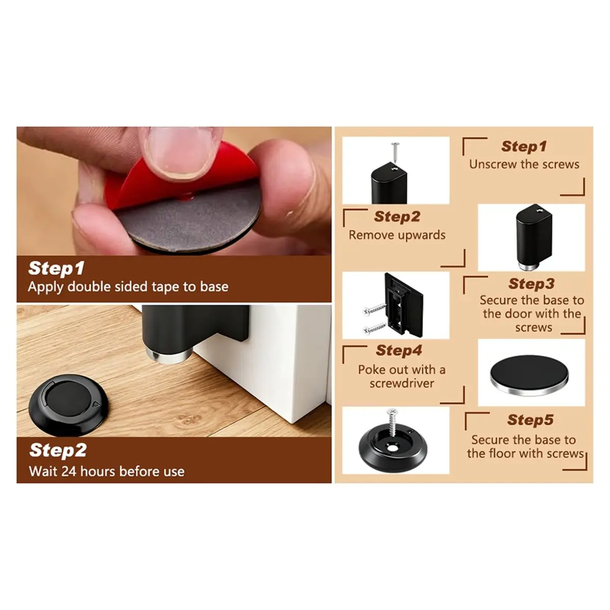 NEW Magnetic Doors Stoppers for Bottom of Door, No Drill Invisibility Doorstops for Inside Door,Magnetic Doors Catch Holder