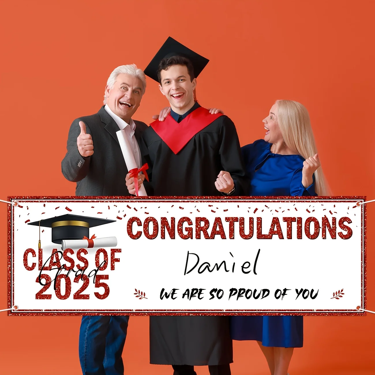 Graduation Decorations Congratulations Graduate Banner Class of 2025 Red Personalized Class of 2025 Banner Yard Sign with A Mark