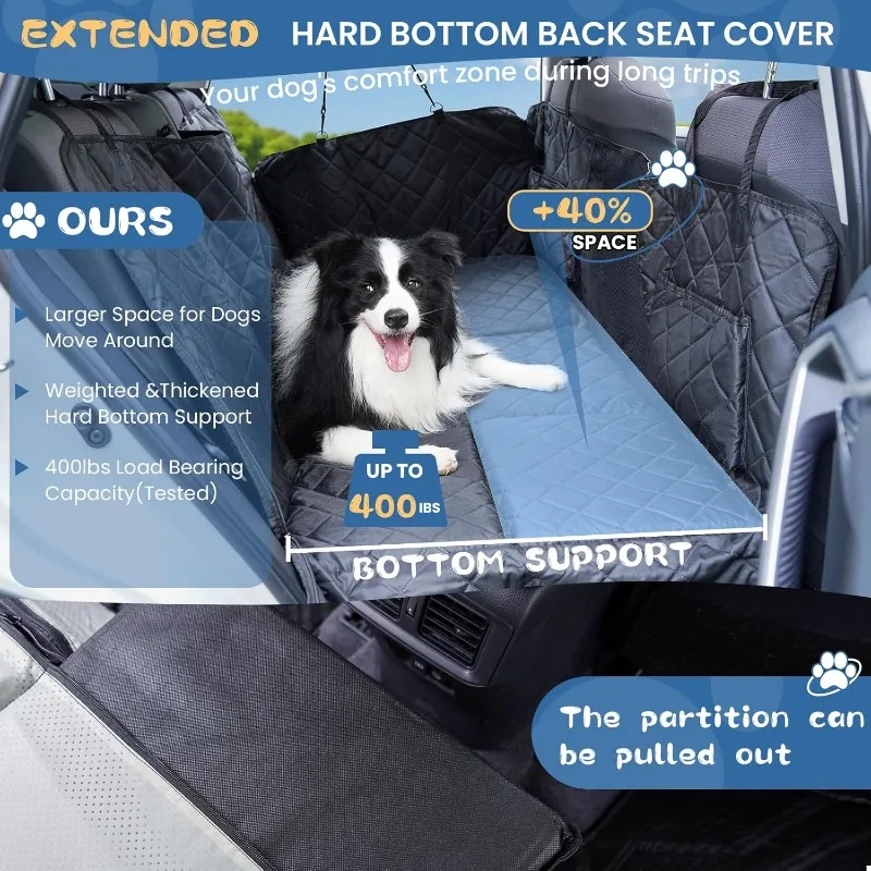 Dog Car Seat Cover for Back Seat   for Dogs Holds 400lbs, Foldable, Sturdy Dog Seat Cover for Back Seat for Car, SUV, Truck