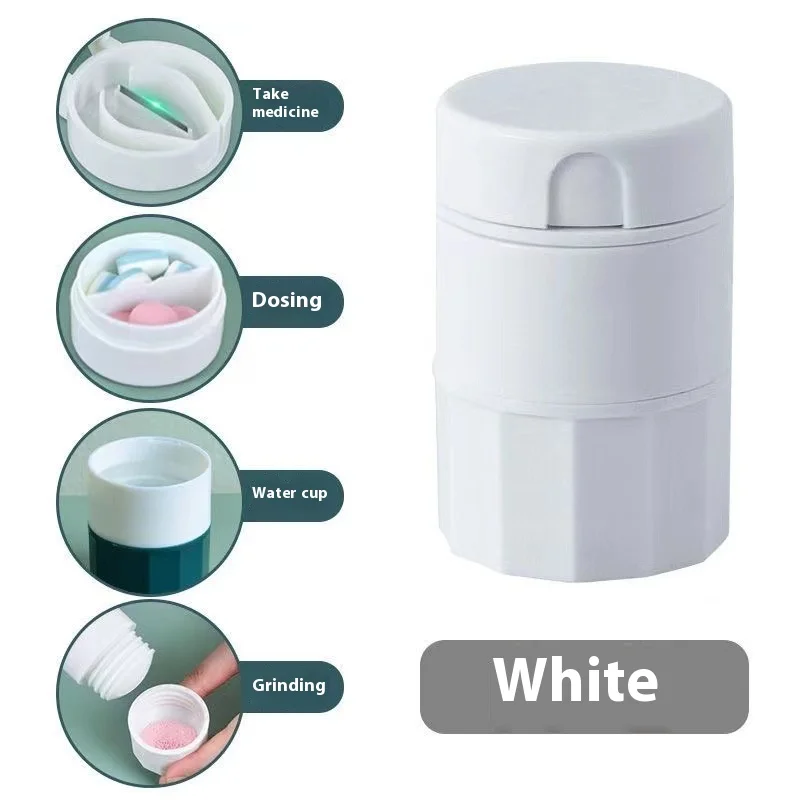 1PC Medicine Splitter Box Storage Pill Crusher Multifunction Portable 4 Layer Powder Tablet Grinder Powder Pill Cutter