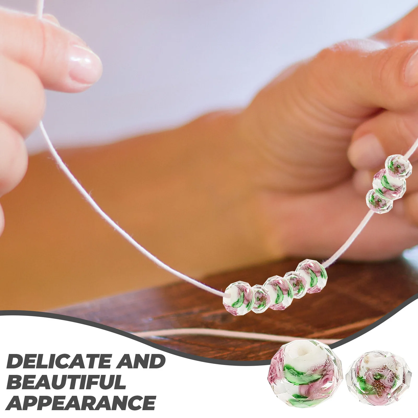 40Pcs Pendant Accessories Colored Flower Pattern Azure Stone Loose Beads DIY for Bracelet Necklace Jewelry Crafts Handmade