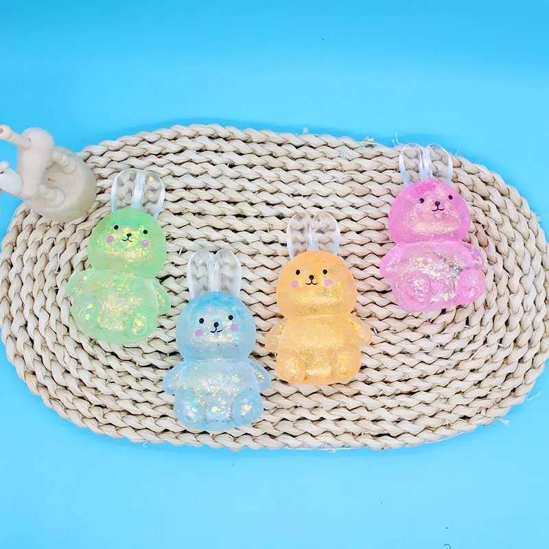 kids Anti-stress Soft TPR Slow Rebound Sequins Maltose Pinch Toy Stress Relief Elastic Squeezing Colored rabbit Decompression