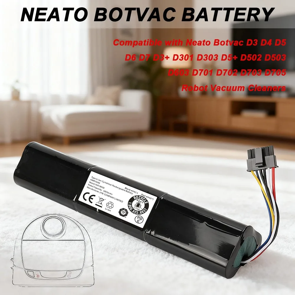 

Replacement Battery for Neato Botvac D3 D4 D5 D6 D7 D3+ D5+ D301 D303 D503 D603 D701 D702 Robot Vacuum Cleaner Parts