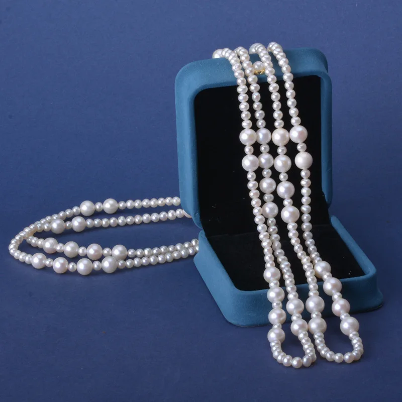 Very Long Natural Pearl Necklace Single Strand 50 Inch South Sea Big & Small Size Top Quality   Original Real shot photos