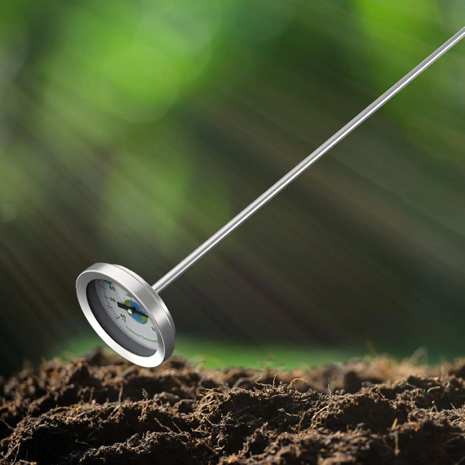 Gardening Soil Thermometer Easy Read Dial Robust Stainless Steel Probe for Composting Greenhouse Planting and Lawn Maintenance