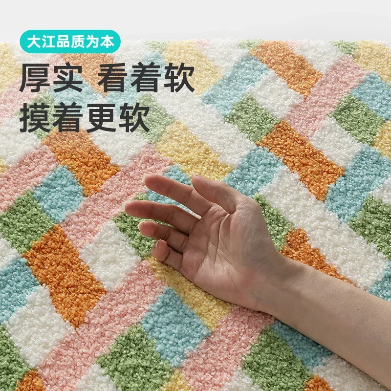 Flocked Non Slip Bathroom Mat Super Absorbent Quick Dry Shower Rug Machine Washable Soft Bath Floor Mat for Home Door Mat