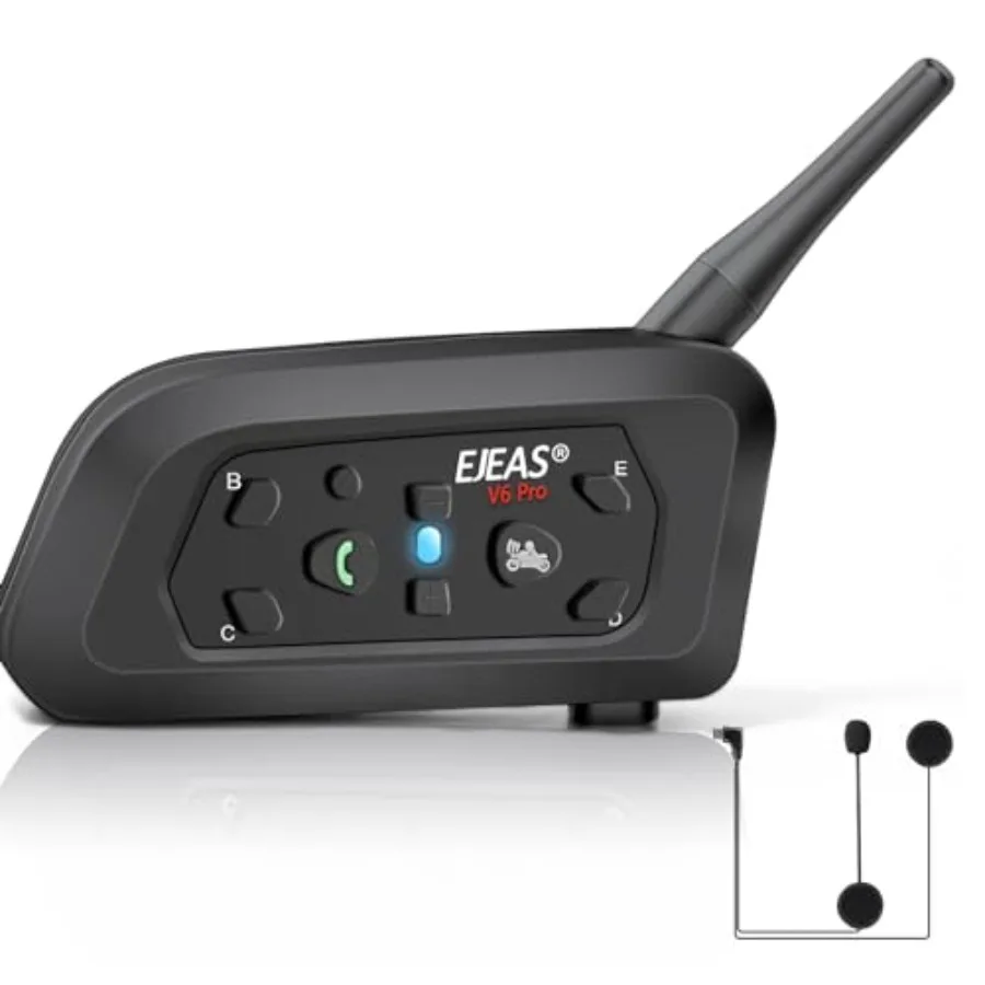 

Motorcycle Helmet Bluetooth Headset V6 Pro 2-Way Communication System with 1200M Range for Ski ATV Dirt Motorbike and Off-Road