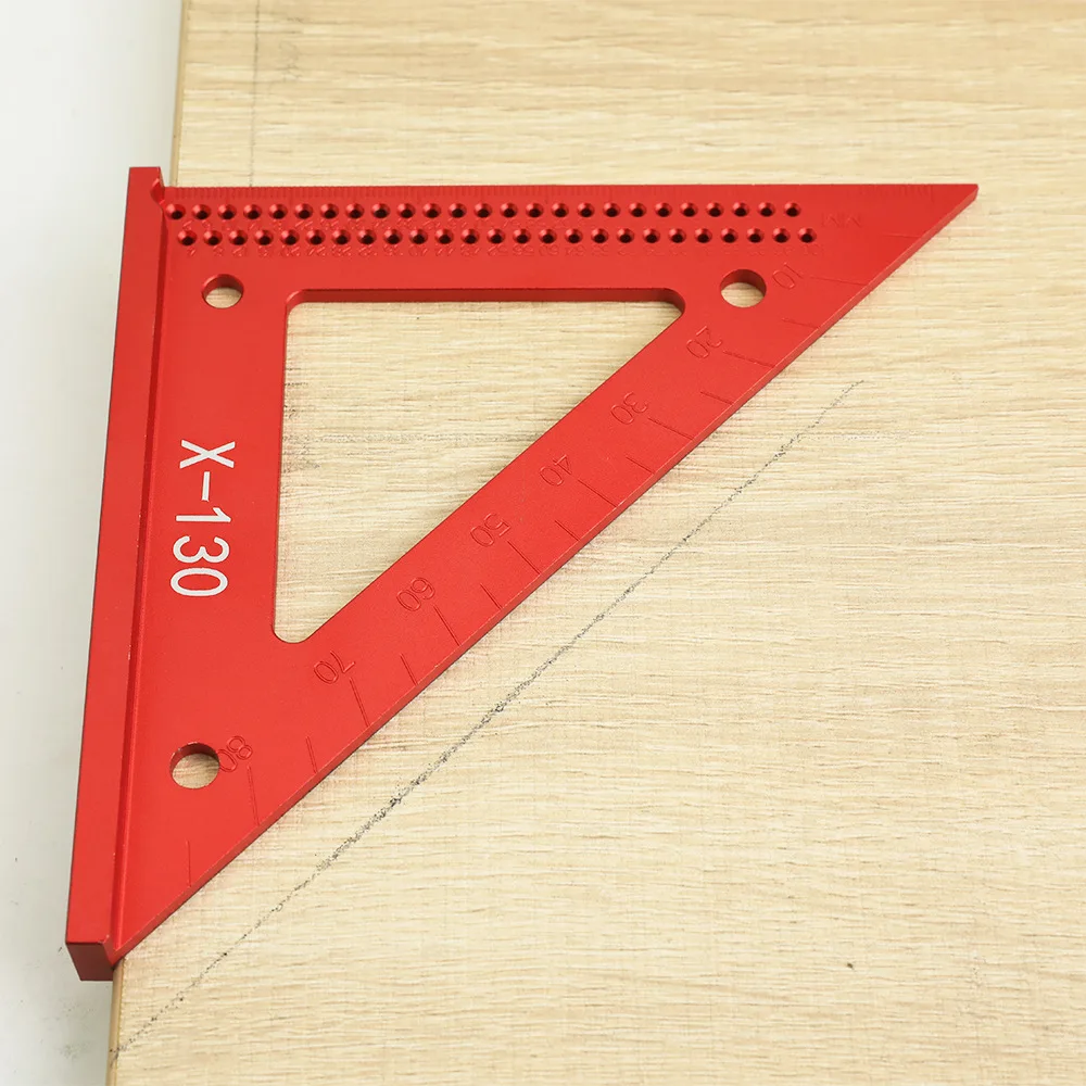 Aluminum Alloy Metric Woodworking Precision Triangle Ruler Carpenters Square Hole Positioning Scriber Measuring Ruler Gauge Tool