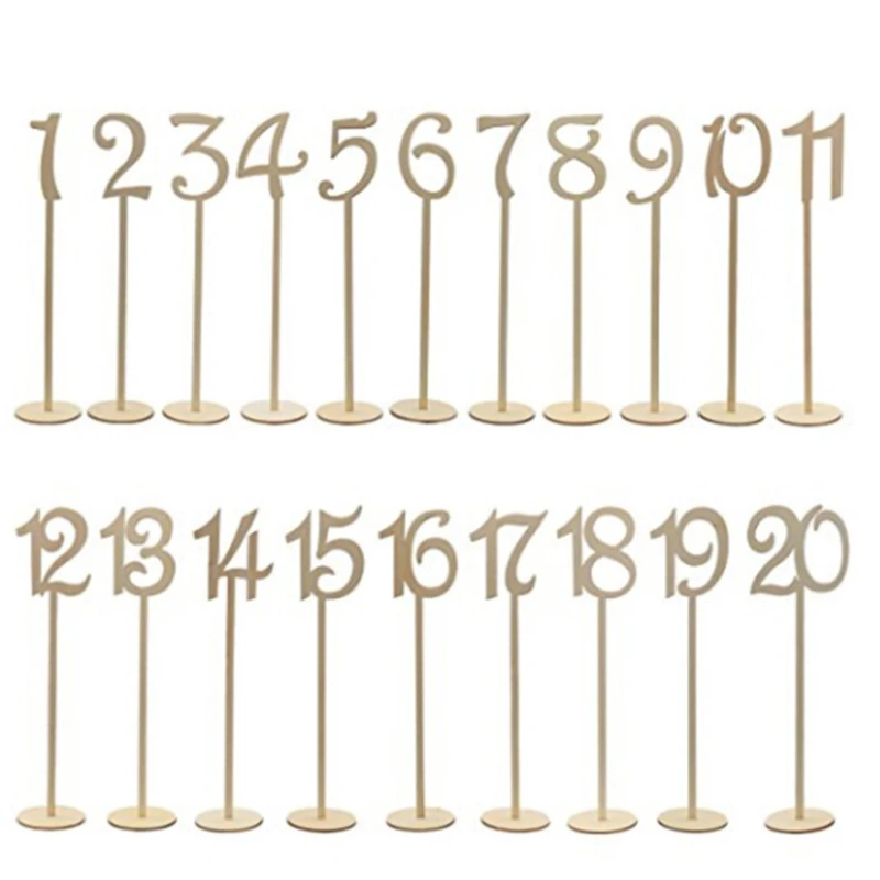 10pcs/pack Hot Style Wooden Wedding Supplies Wedding Place Holder Table Number Figure Card Digital Seat Decoration Birthday Tool