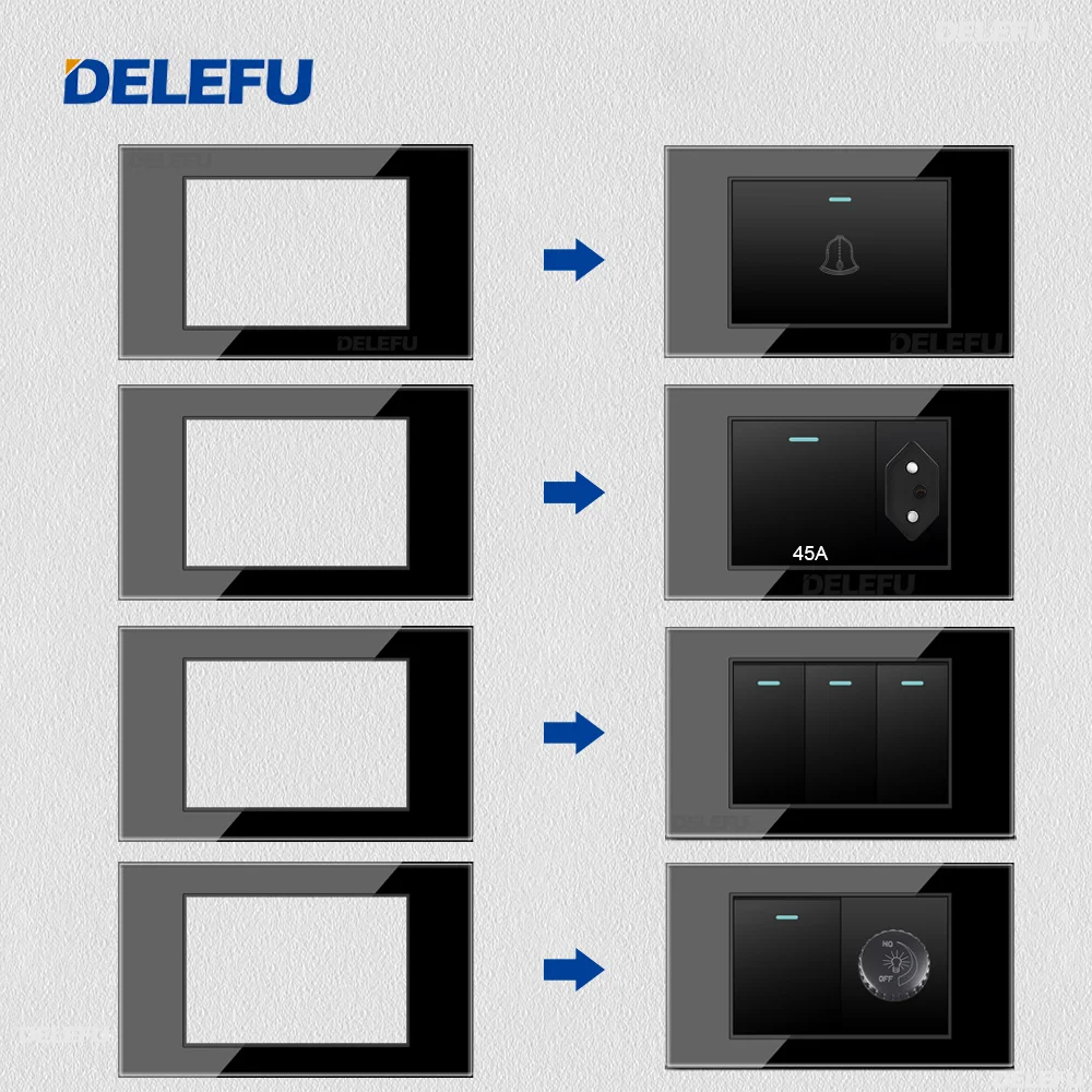 DELEFU Brazil Italy USA EU Standard Free Combination Blank DIY Panel 118mm*72mm