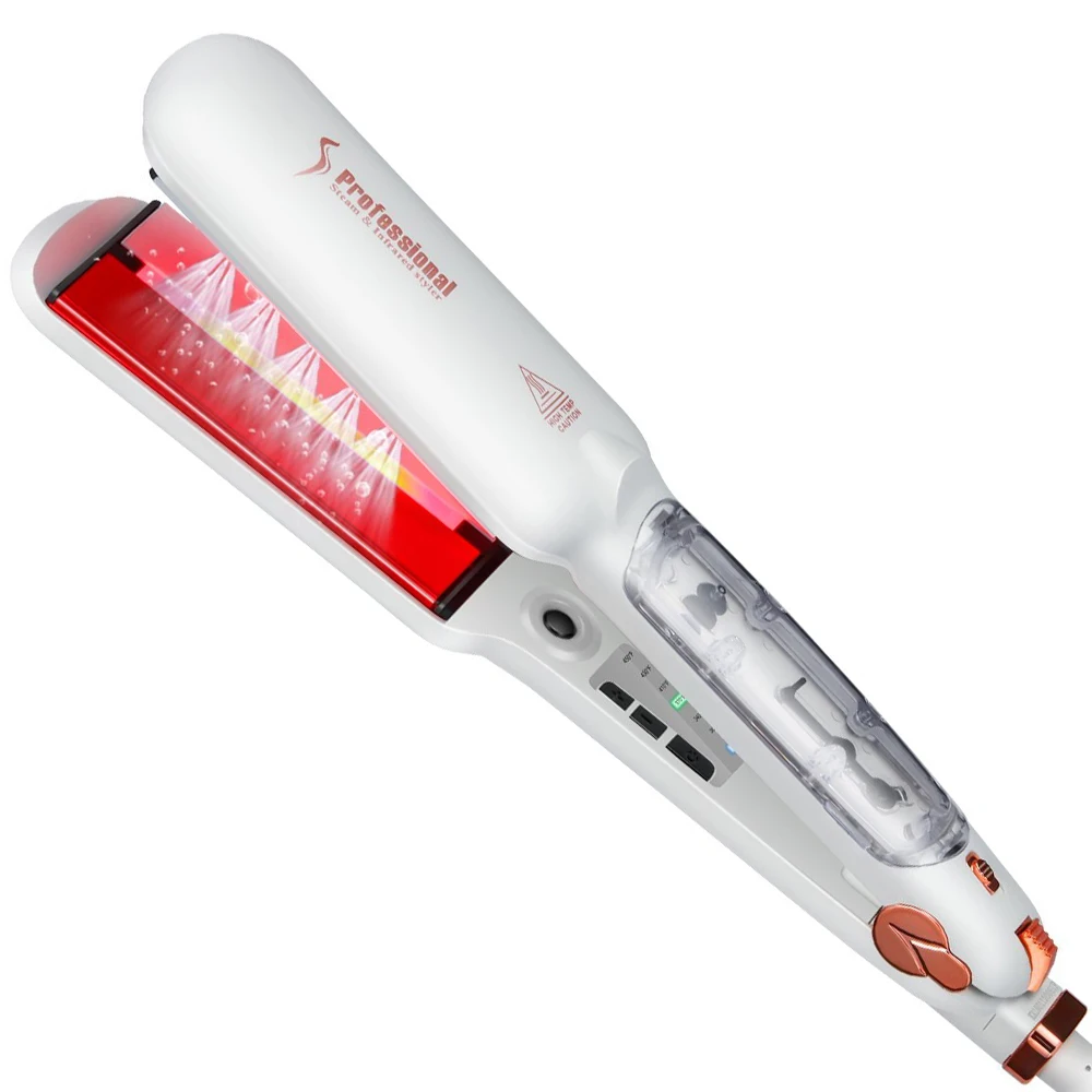 

Professional Hair Straightener Steam Infrared Ceramic Hair Flat iron 450°F Smooth Frizz Hair Styling Tool Dual Voltage