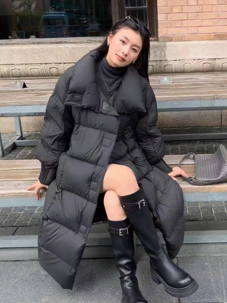 

2025 New 90% White Duck Down Jackets Women Winter Thicken Long Puffer Coat Female Loose Single Breasted Warm Snow Parkas Outwear