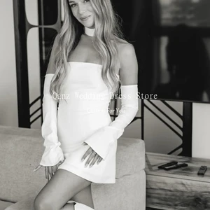 Short graduation qanz-wired for women, detachable sleeves, neckline, mini ball dress, Dubai Birthday Dress, Black 6 Main Sales Graduation Dress - №5