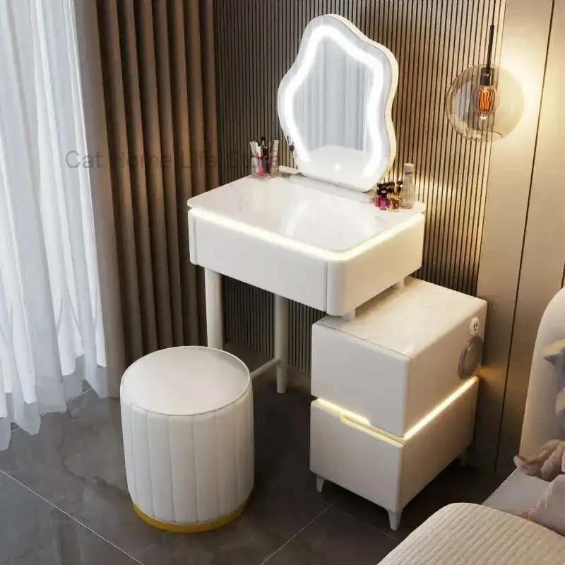 

White Women Makeup Vanity Table Drawer Mirror Bedroom Cabinet Vanity Table Stand Coiffeuse De Chambre Home Furniture