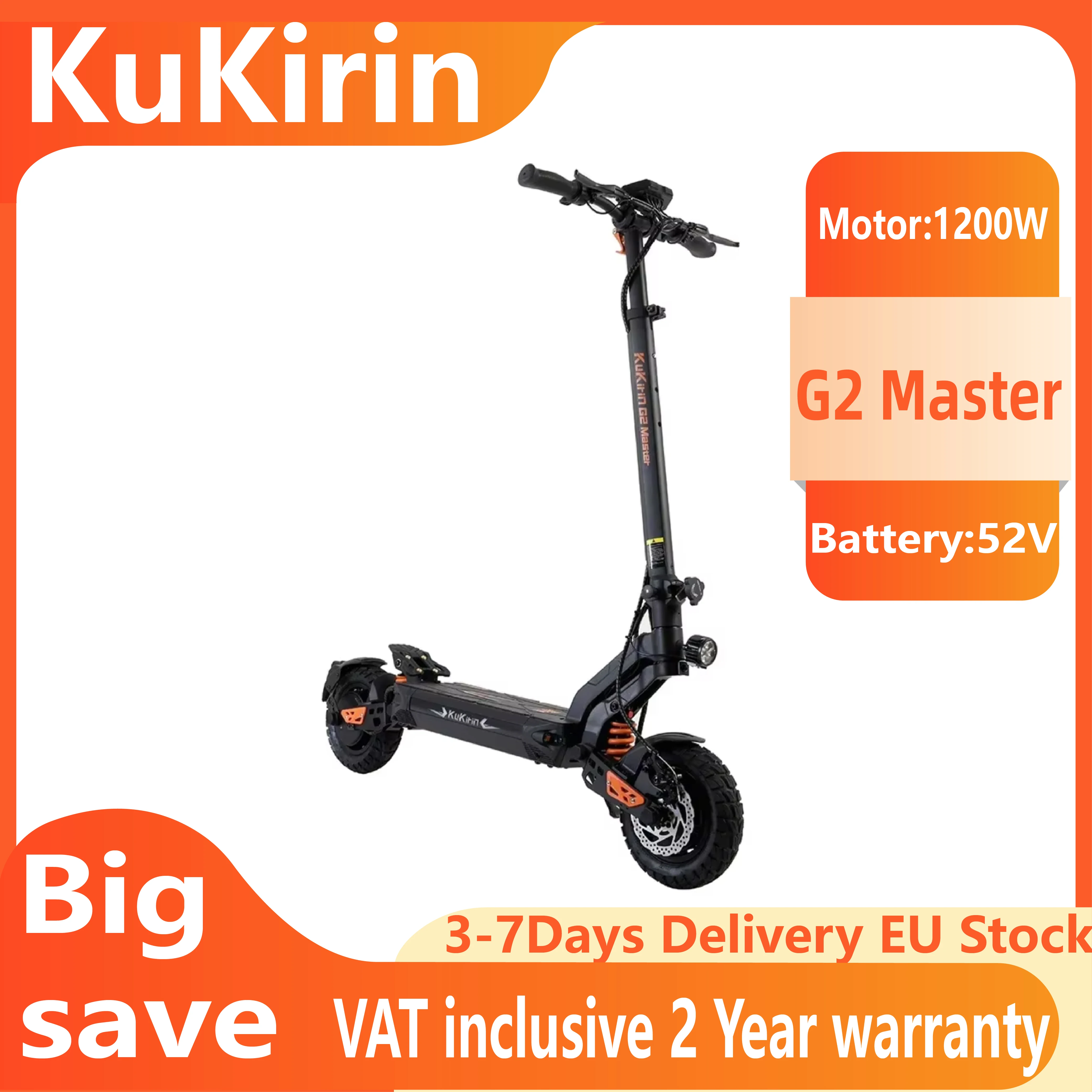 Trottinette électrique tout-terrain KuKirin G2 Master, moteur 1000W, batterie 52V20.8AH, roues de 10 pouces, pliable pour adultes.