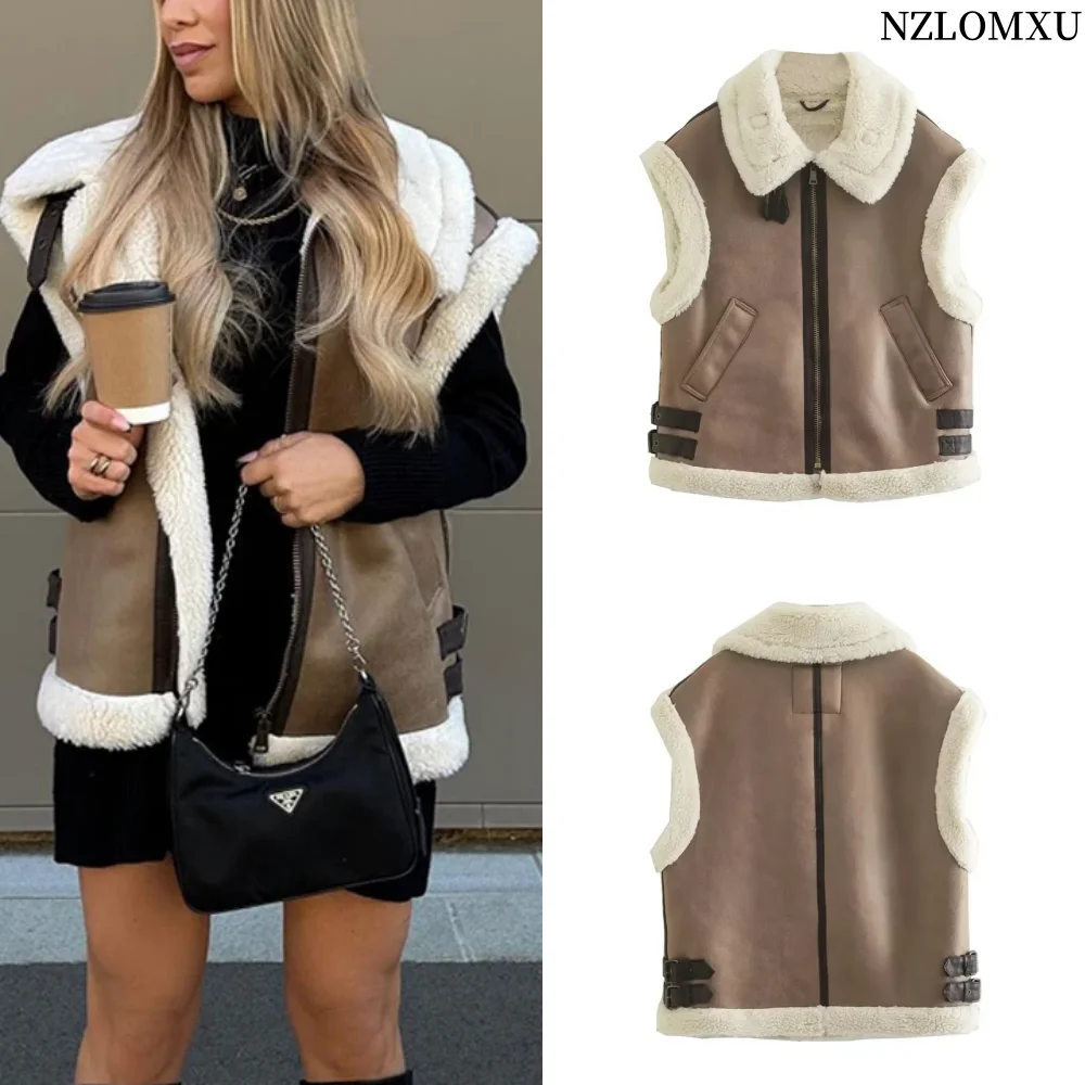 Fur Vest Warm Women's Vest Sleeveless Jacket Autumn Winter Fashion Female Vest Jacket Coat Leather Fur Vest for Women