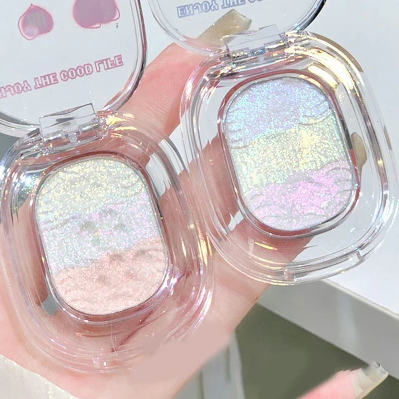 NEW DIKALU Mashed Potatoes Texture Glitter Eyeshadow Purple Gold Pink Pearlescent Glitter Body Highlighter 3 IN 1 Makeup Palette