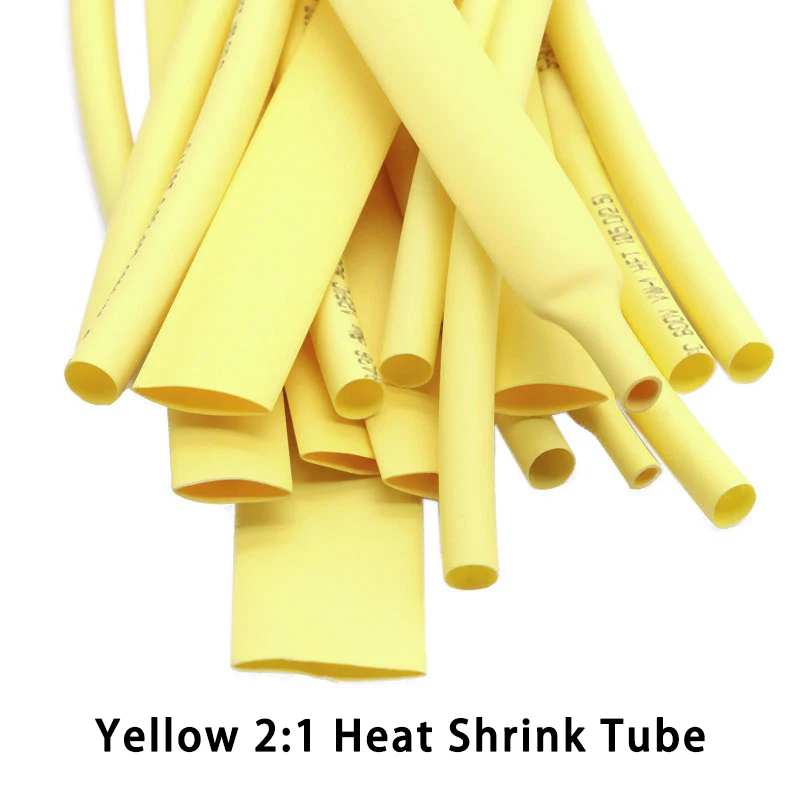 Yellow 2:1 Heat Shrink Heatshrink Tube Diameter 0.6 mm ~ 80 mm Tubing Sleeving DIY Wrap Wire Repair Cable Protecctor 1~10 m