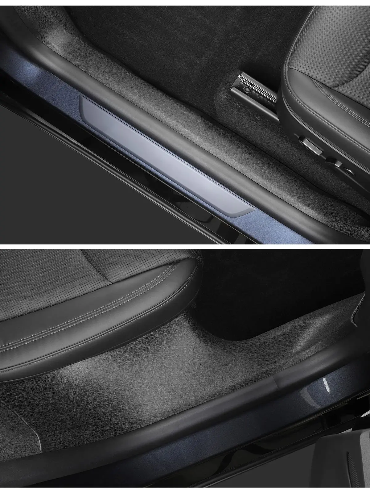 LUCKEASY Linkslenker für Tesla Model Y Juniper 2025 2026 Mittelkonsole Seitliche Anti-Kick-Pads TPE Türschwellenschutz Schwarz