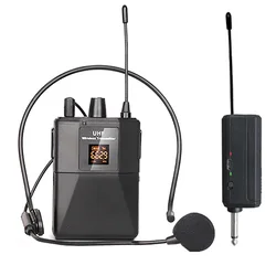 Microfono auricolare Wireless UHF con ricevitore trasmettitore trasmettitore Bodypack con Display digitale a LED per l'insegnamento delle prestazioni dal vivo